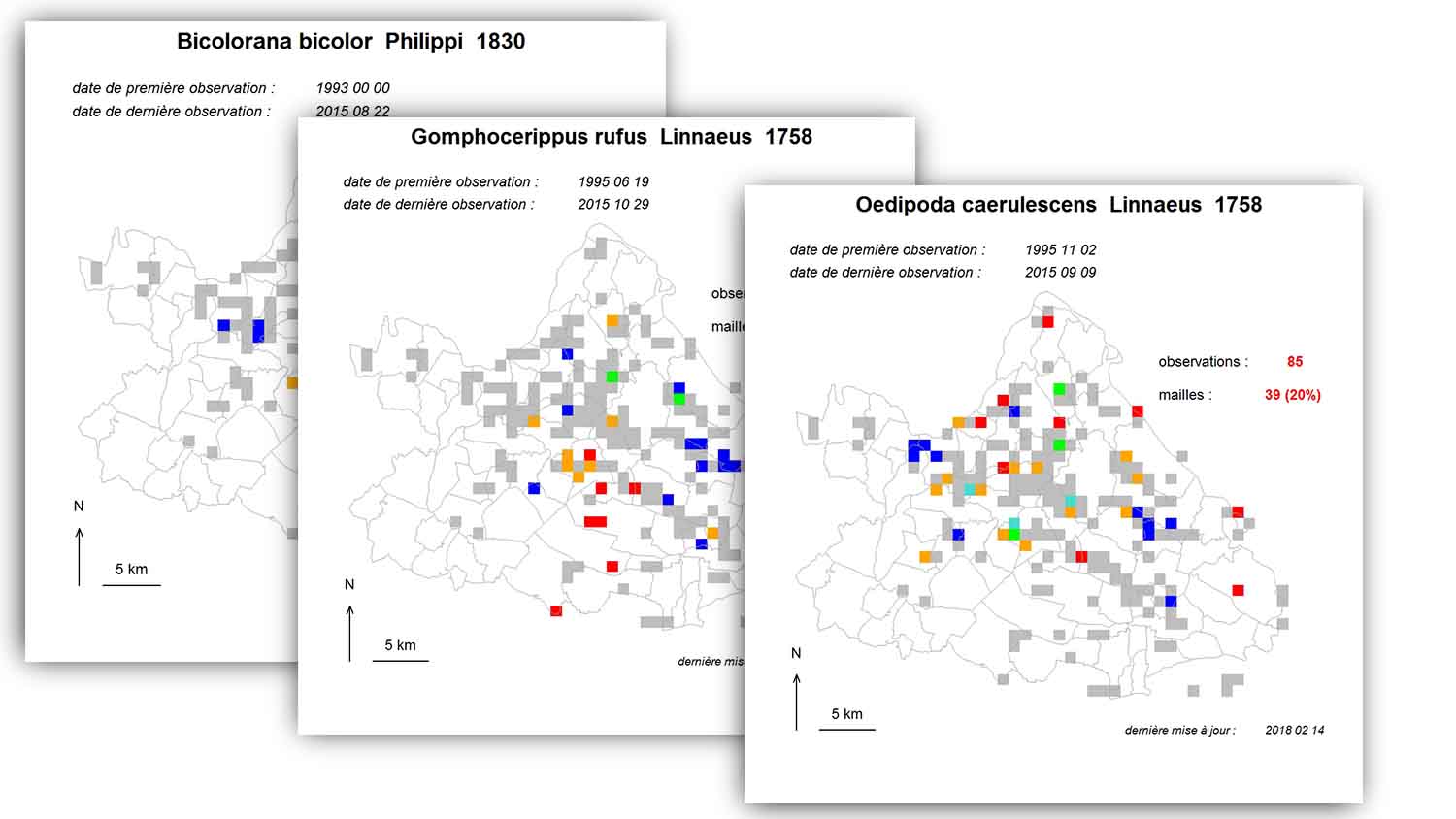 cartes de distribution d'orthoptères